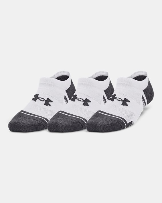 Kids' UA Performance Tech 3-Pack No Show Socks in White image number 0